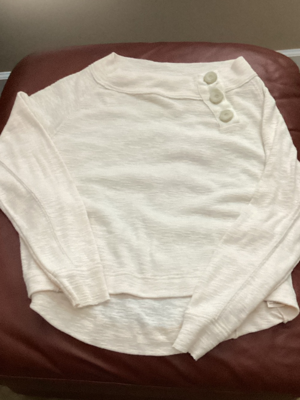 We The Free Off-White Crewneck Sweater with Shoulder Buttons